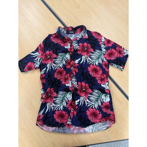 Jogal Men’s Hawaiian Floral Shirt – Short Sleeve Button Up – Size Large - Picture 1 of 3
